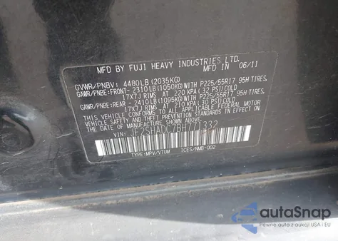 2011 Subaru Forester 2.5X Premium z USA, uszkodzony, nr VIN JF2SHADC7BH771332